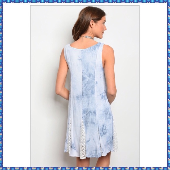 Blue Tie Dye Sleeveless Dress - Picture 3 of 5
